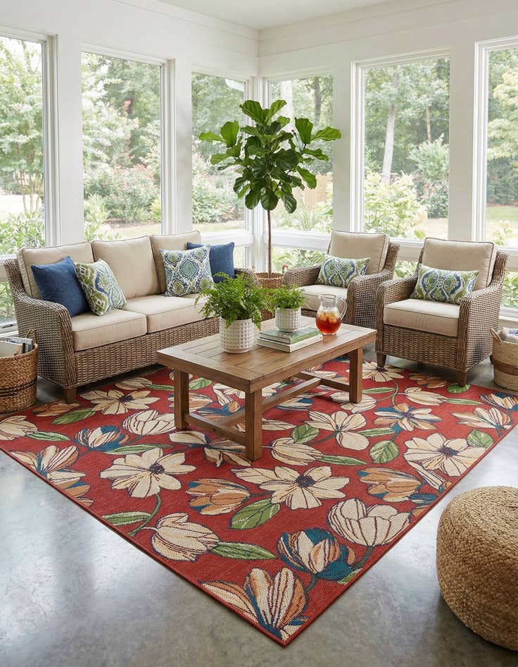 Detail image of 10' x 10' Easy-Clean Baja Indoor / Outdoor Square Rug