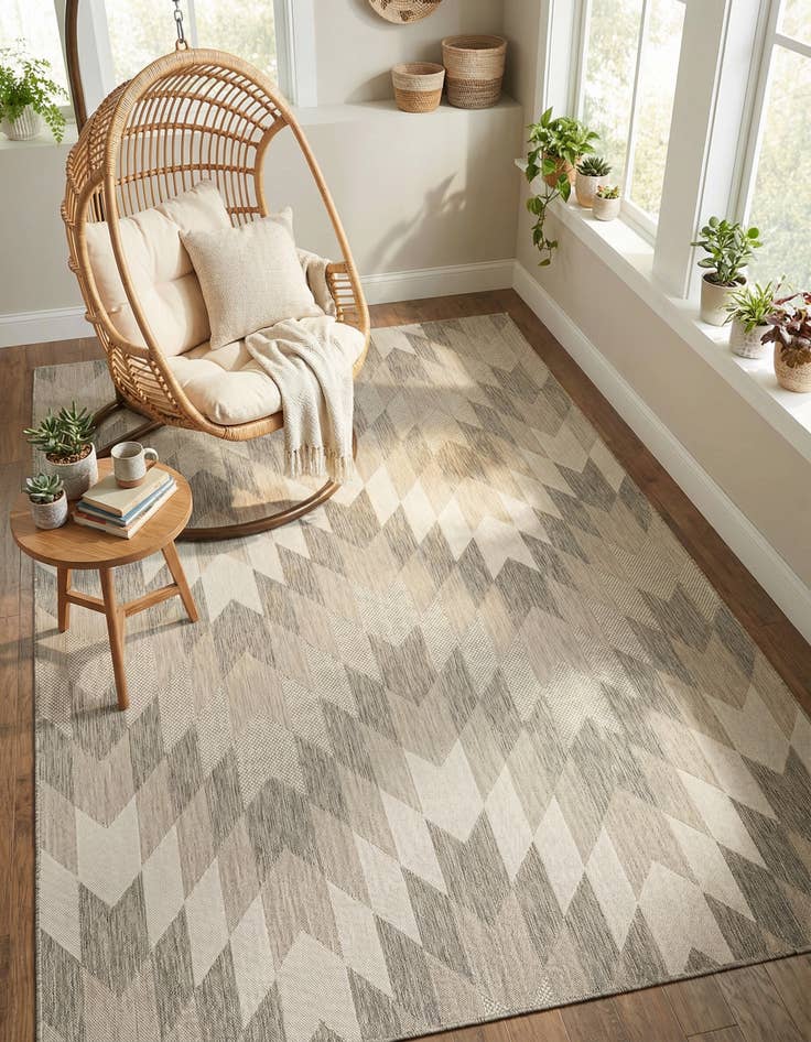 Detail image of  7' 10 x 10'  Washable Modern Indoor / Outdoor Rug