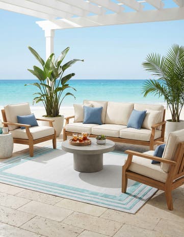 Gray Teal Easy-Clean Aruba Indoor / Outdoor Square Rug