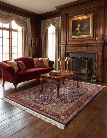 4' 4 x 7' 2 Hand Knotted Kashan Persian Wool Rug