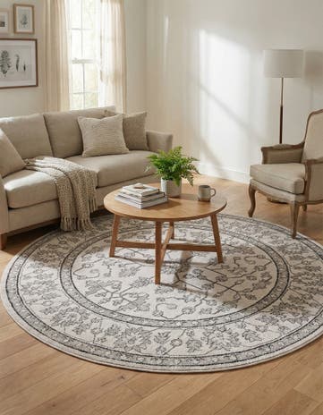 Ivory Eco Traditional Round Rug