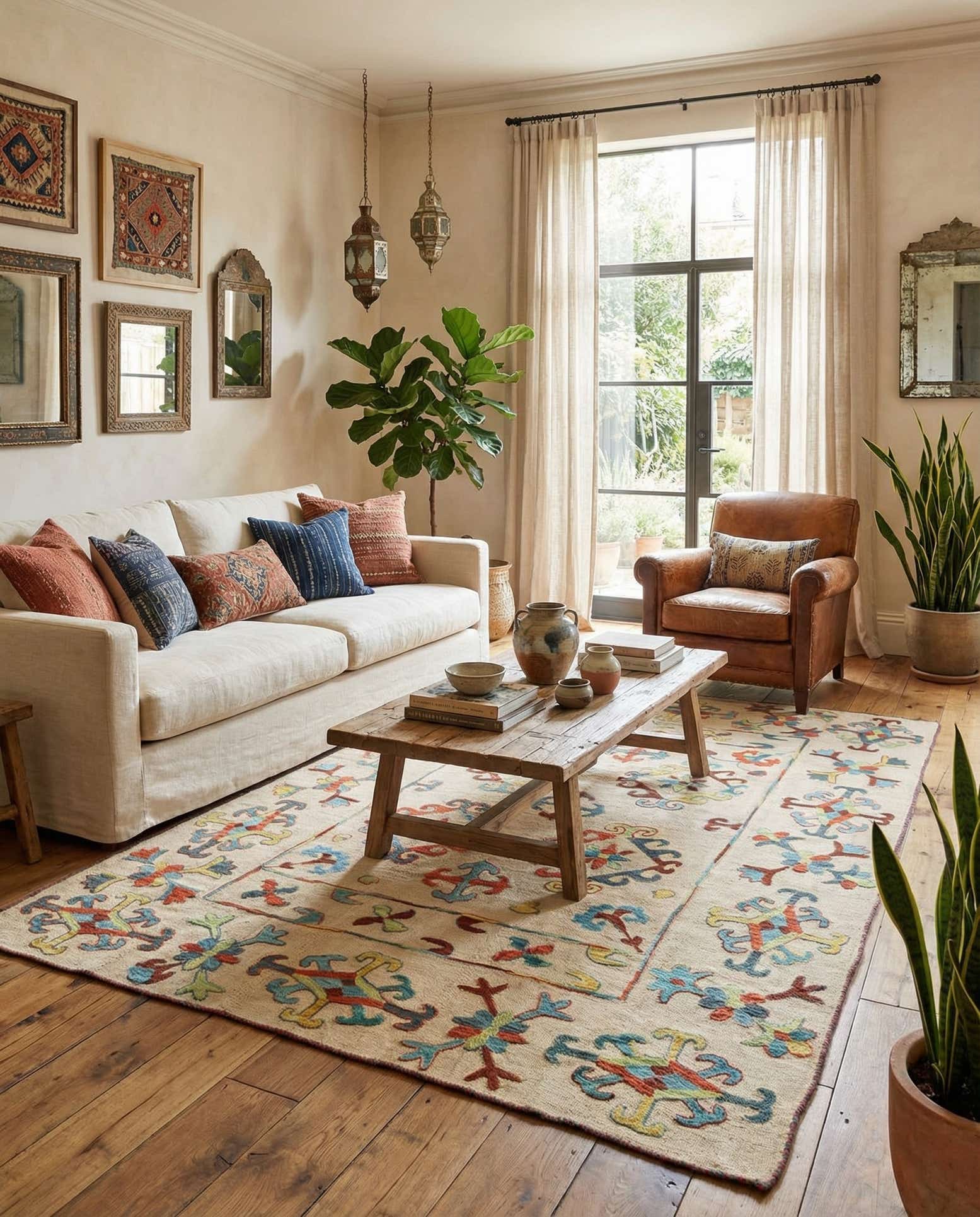 6' x 7' 8 Hand Woven Kilim Suzani Wool Rug