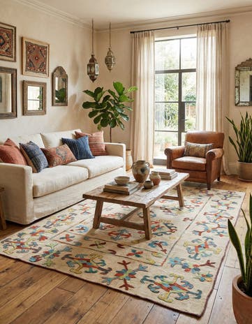 6' x 7' 8 Hand Woven Kilim Suzani Wool Rug