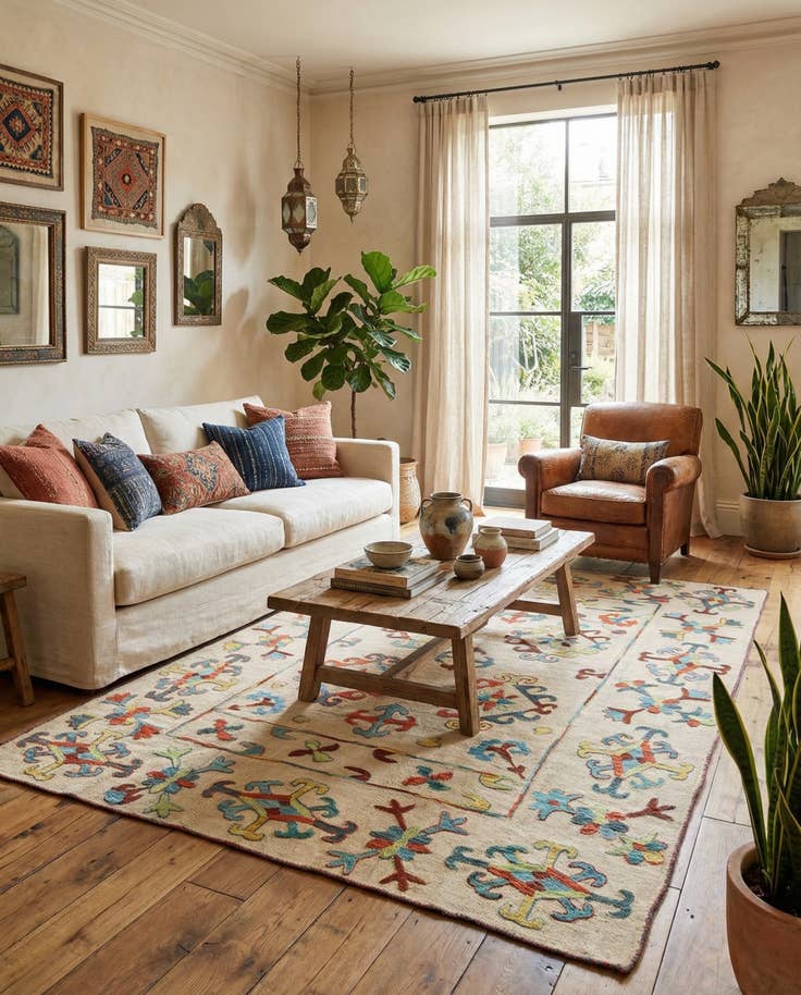 Detail image of 6' x 7' 8 Hand Woven Kilim Suzani Wool Rug