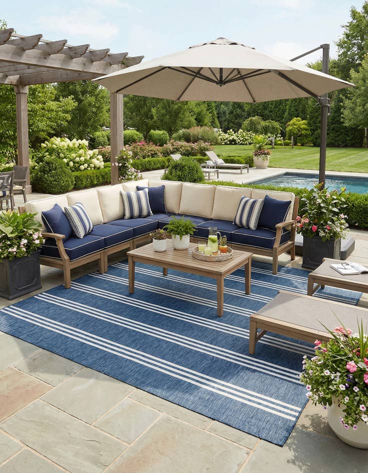 Detail image of 13' x 13'  Washable Jill Zarin Anguilla Indoor / Outdoor Square Rug