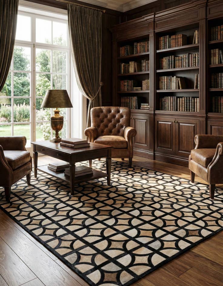 Detail image of 5' 2 x 8' Cowhide Leather Rug