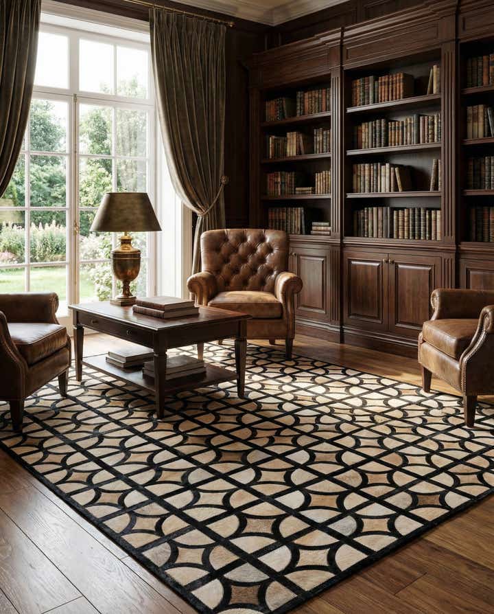 5' 2 x 8' Cowhide Leather Rug