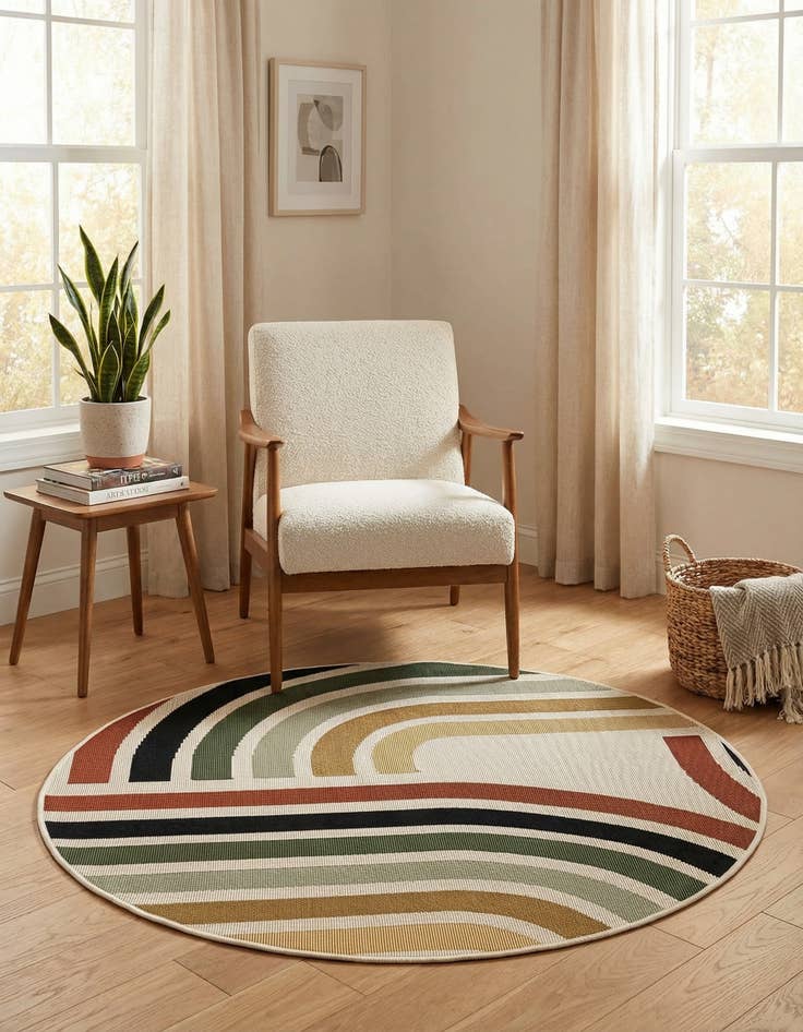 Detail image of  3' x 3'  Washable Modern Indoor / Outdoor Round Rug