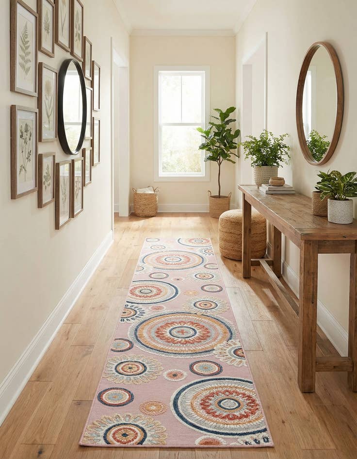 Detail image of 2' 7 x 12' Easy-Clean Botanical Indoor / Outdoor Runner Rug