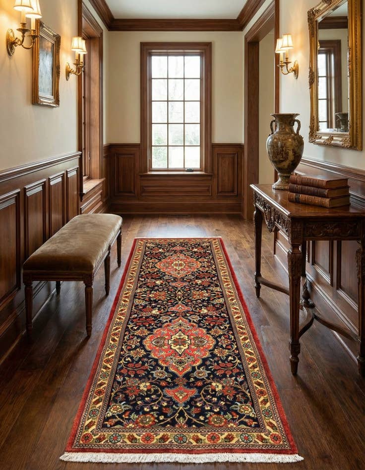 Detail image of 2' 2 x 6' 6  Hand Knotted Qom Persian Runner Rug