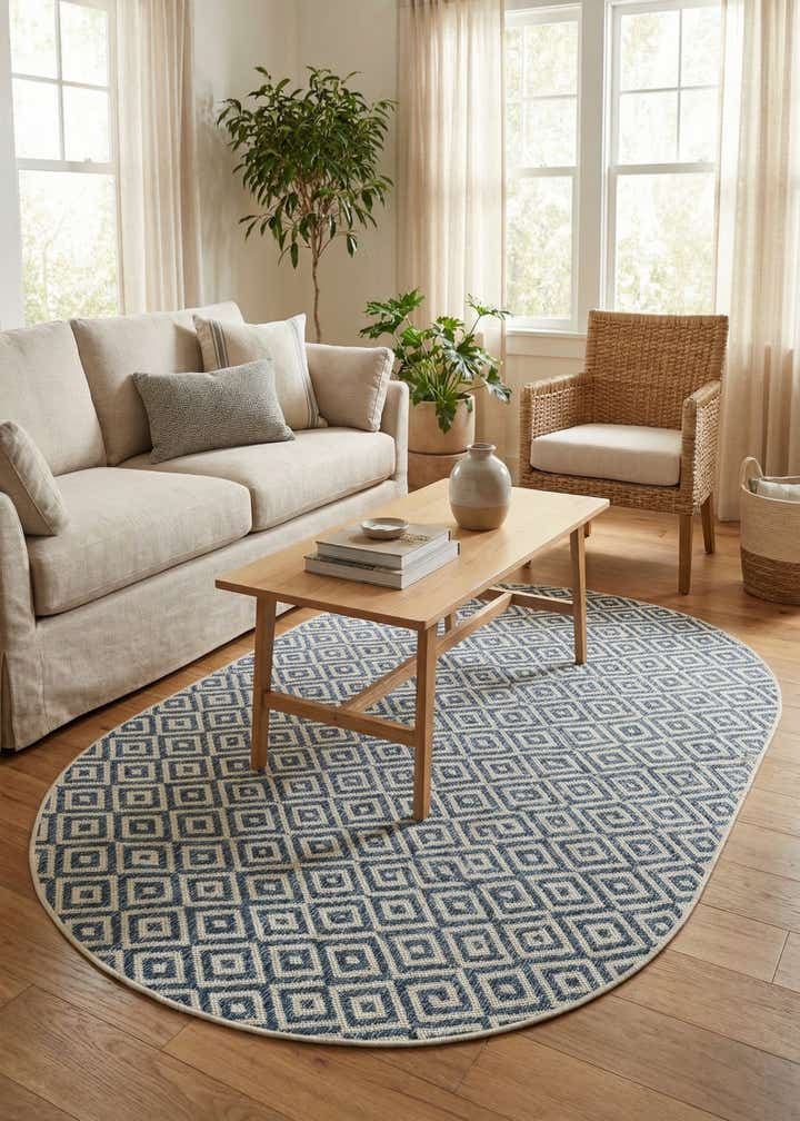 5' 3 x 8' Easy-Clean Jill Zarin Costa Rica Indoor / Outdoor Oval Rug