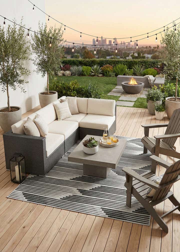 7' 10 x 10' Easy-Clean Modern Indoor / Outdoor Rug