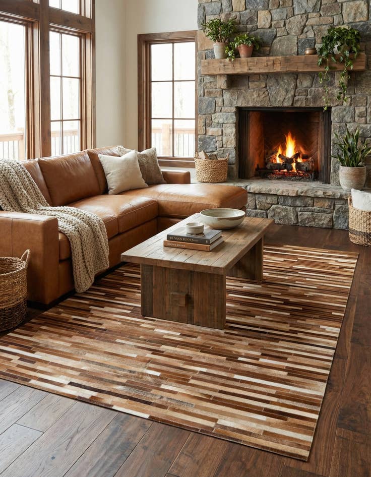 Detail image of  5' 1 x 7' 10 Cowhide - Patchwork Rug