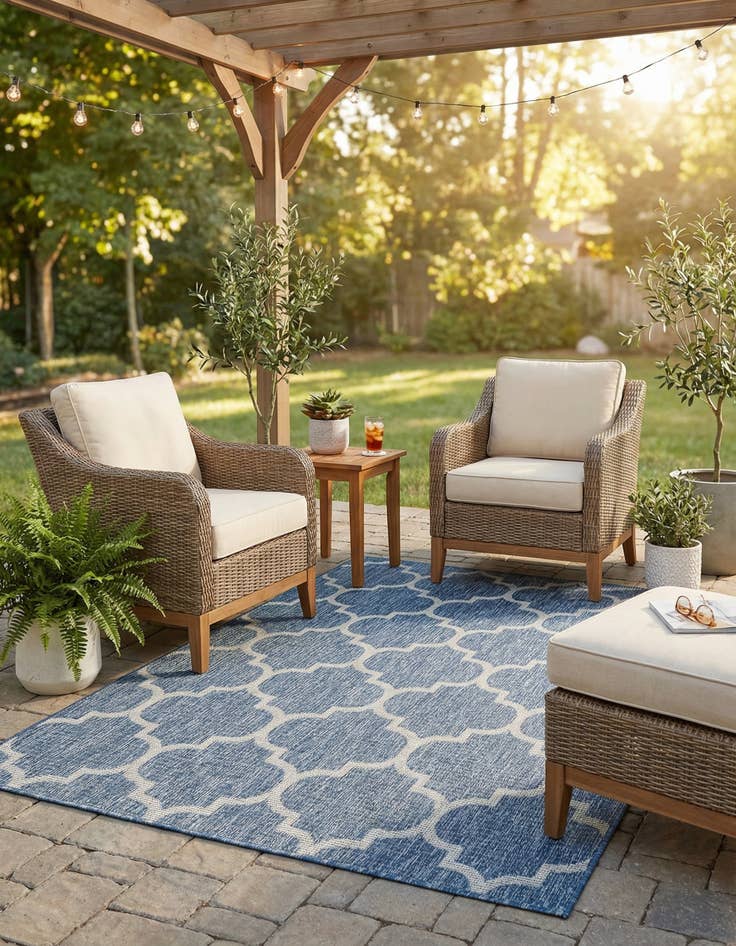 Detail image of 4' x 6' Easy-Clean Trellis Indoor / Outdoor Rug