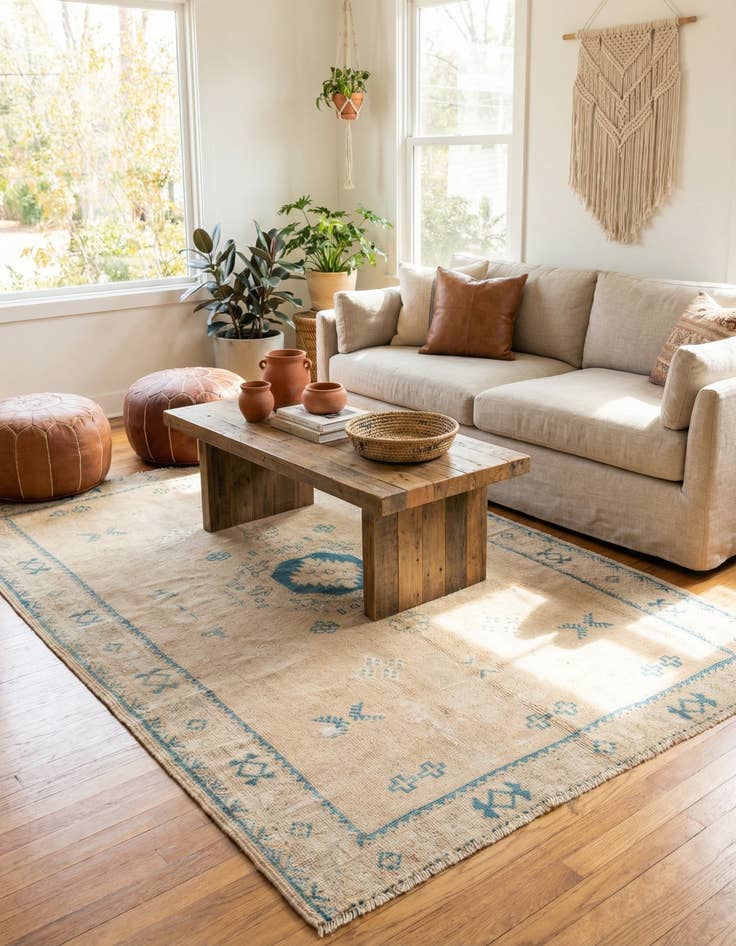 Detail image of 5' 2 x 8'  Hand Knotted Moroccan Wool Rug