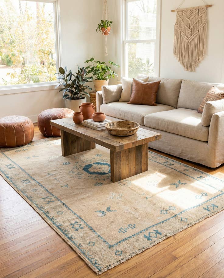 Detail image of 5' 2 x 8' Hand Knotted Moroccan Wool Rug