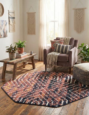 Rust Orange Tagine Octagon Rug