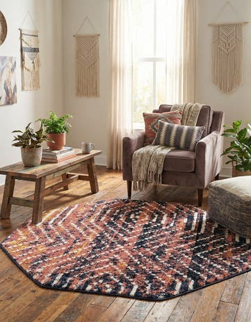 Rust Orange Tagine Octagon Rug