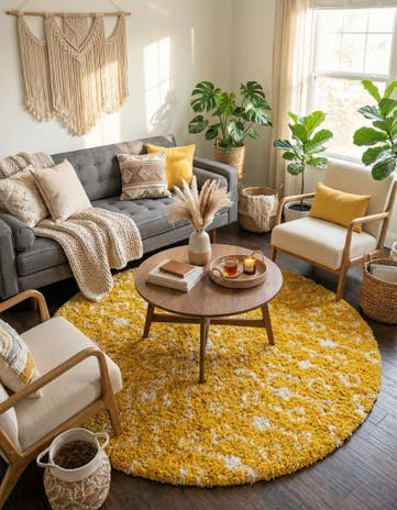 7' 10 x 7' 10 Moroccan Trellis Shag Round Rug