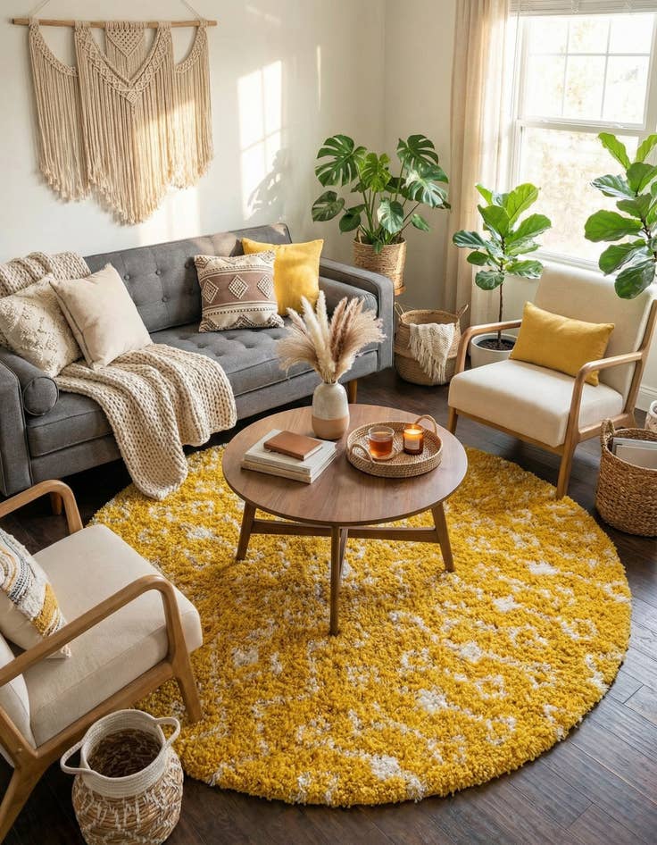 Detail image of 7' 10 x 7' 10 Moroccan Trellis Shag Round Rug