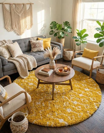 7' 10 x 7' 10 Moroccan Trellis Shag Round Rug