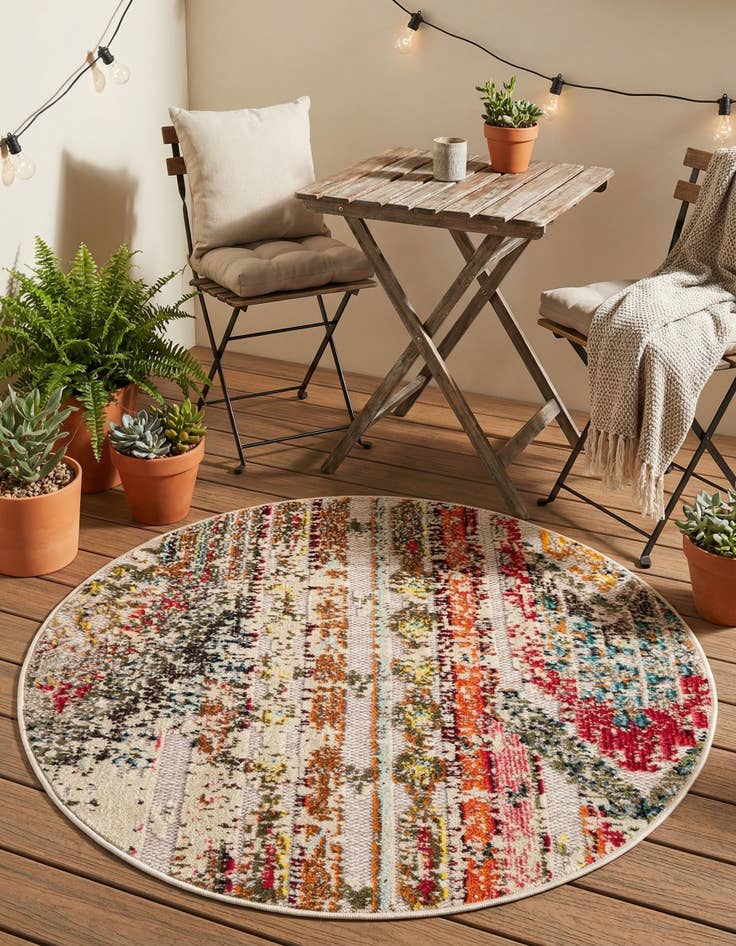 Detail image of 3' x 3'  Washable Casablanca Indoor / Outdoor Round Rug