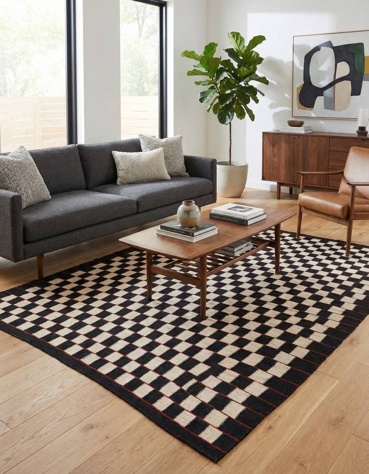 Detail image of 5' 9 x 7' 8  Hand Woven Kilim Modern Wool Rug