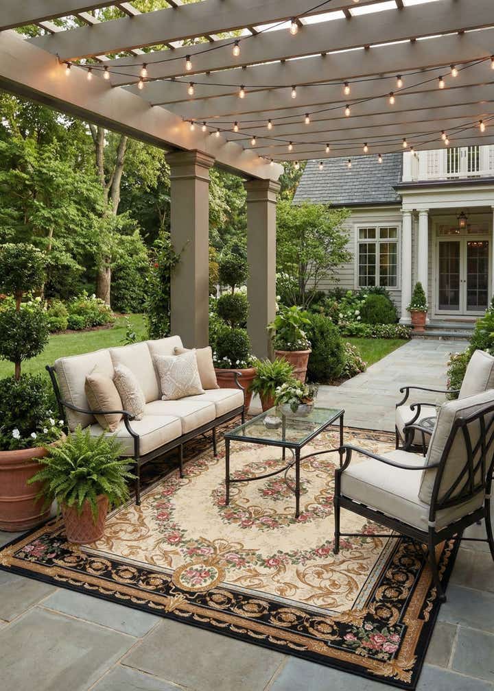 7' 10 x 10' Easy-Clean Traditional Indoor / Outdoor Rug