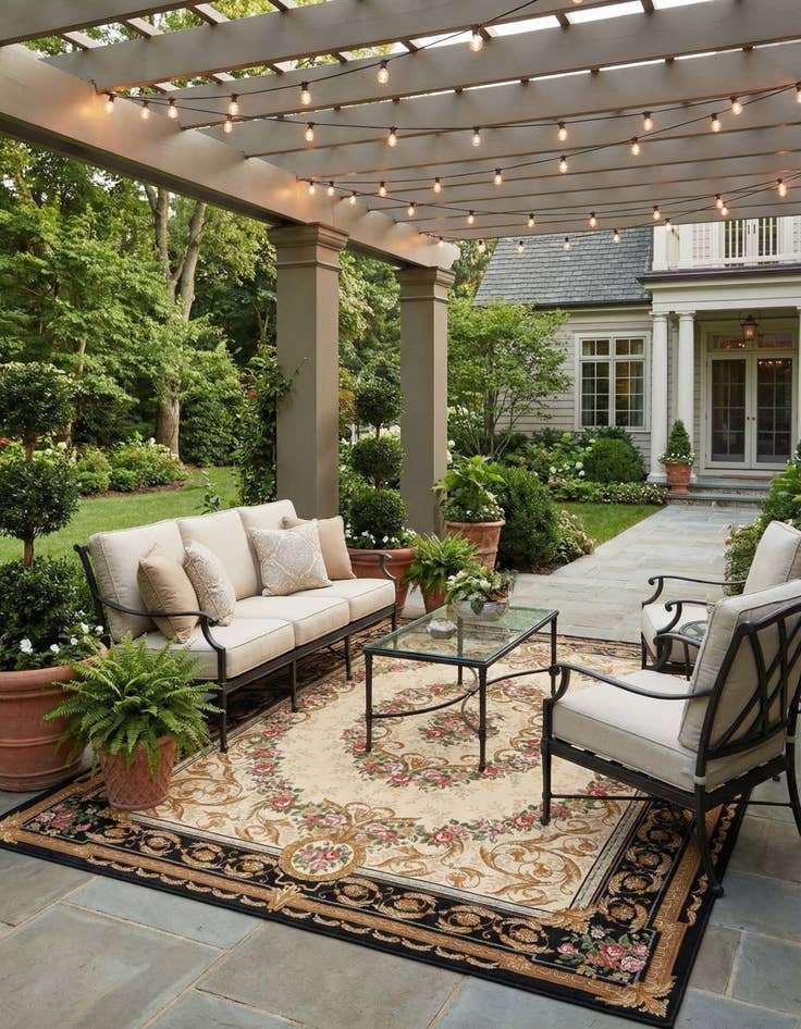 Detail image of 7' 10 x 10'  Washable Traditional Indoor / Outdoor Rug