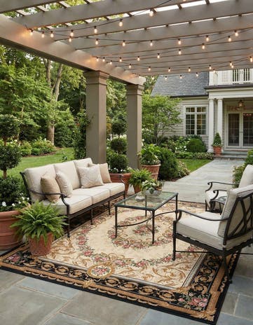 7' 10 x 10' Easy-Clean Traditional Indoor / Outdoor Rug
