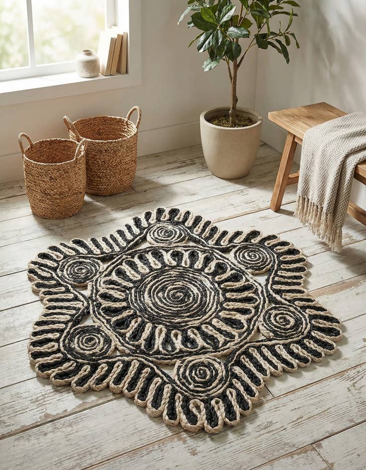 Detail image of 2' x 2'  Hand Braided Jute Round Rug