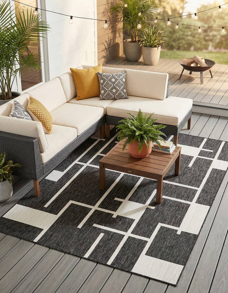 Detail image of 7' x 10'  Washable Modern Indoor / Outdoor Rug