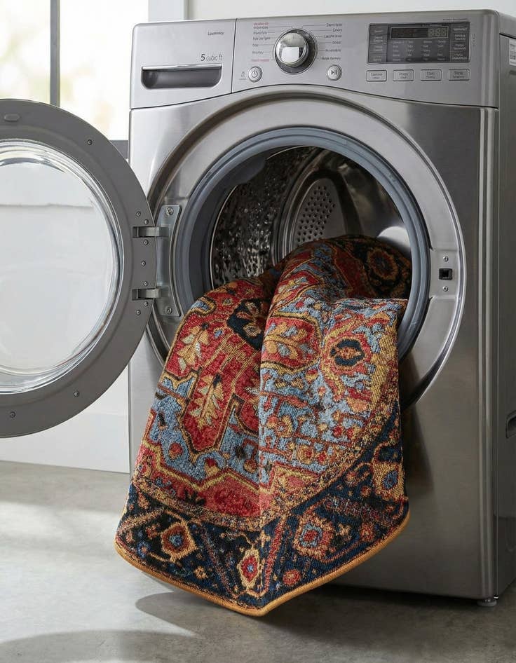 Detail image of  4' x 4'  Washable Traditional Indoor / Outdoor Round Rug