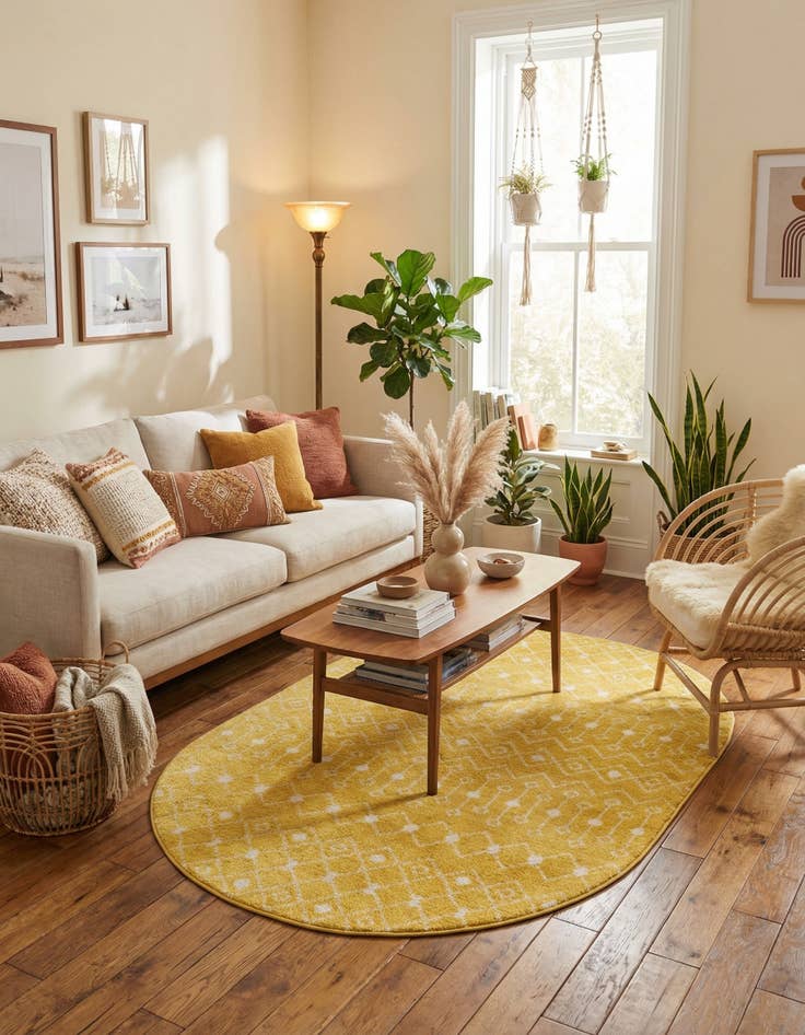 Detail image of 5' 3 x 8' Moroccan Trellis Oval Rug