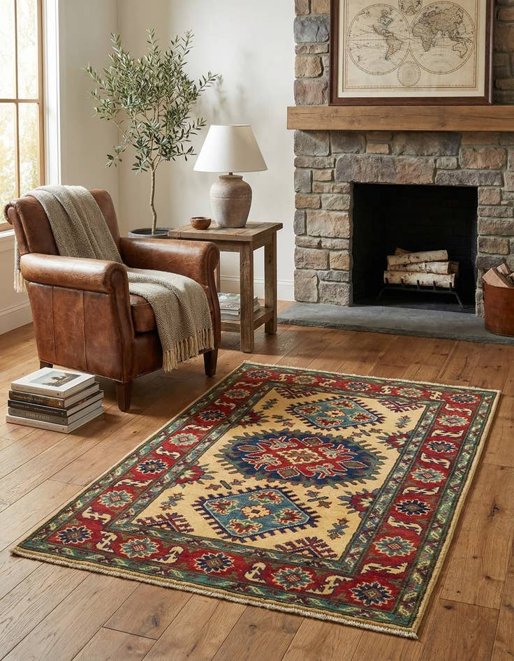 Detail image of 2' 10 x 4'  Hand Knotted Kazak Rug