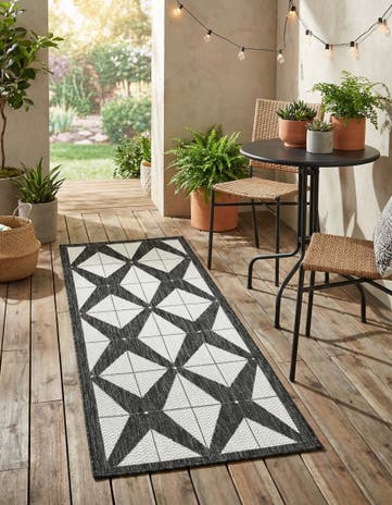 2' x 5' 3 Easy-Clean Modern Indoor / Outdoor Runner Rug