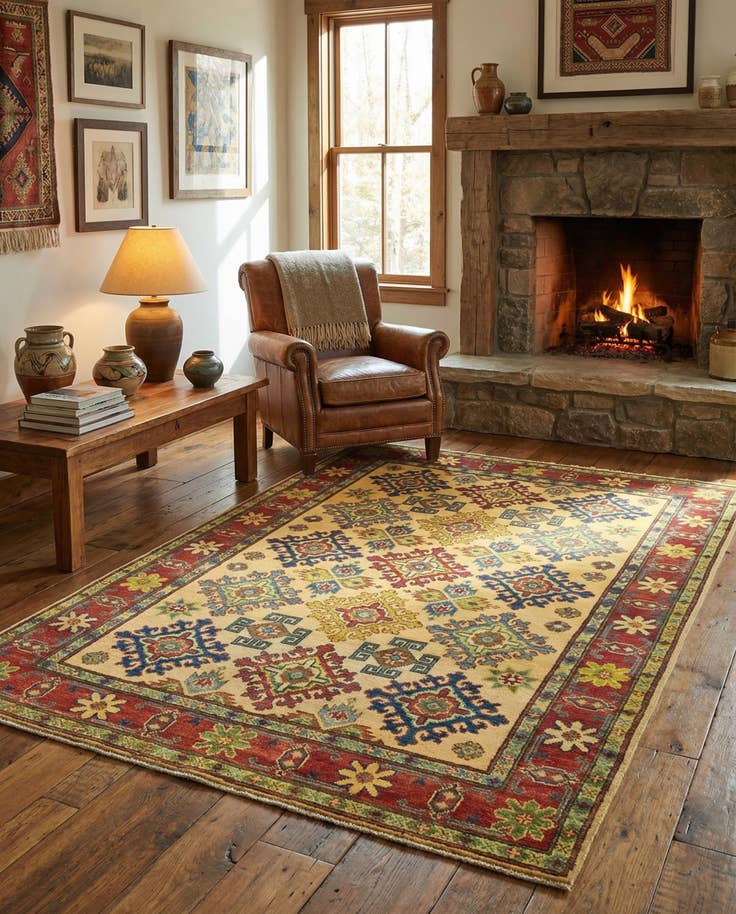 Detail image of 4' x 6' 4 Hand Knotted Kazak Rug