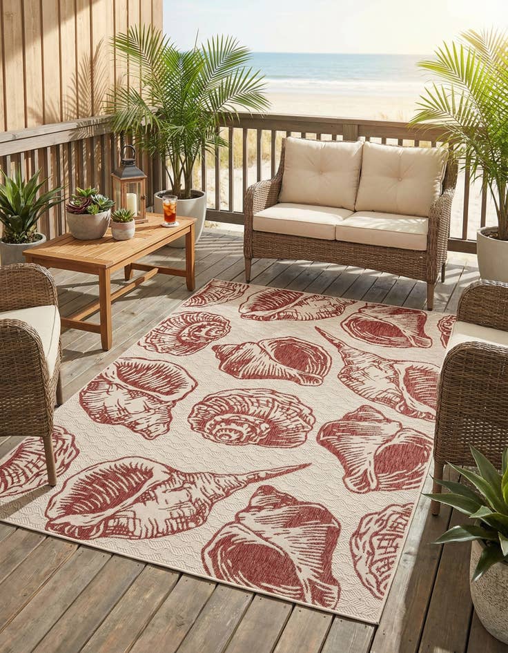 Detail image of 6' x 9'  Washable Coastal Indoor / Outdoor Rug