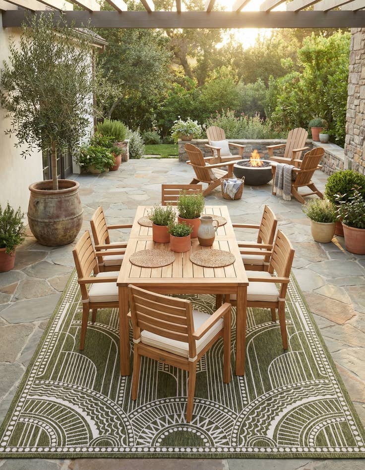 Detail image of 10' x 14'  Washable Traditional Indoor / Outdoor Rug