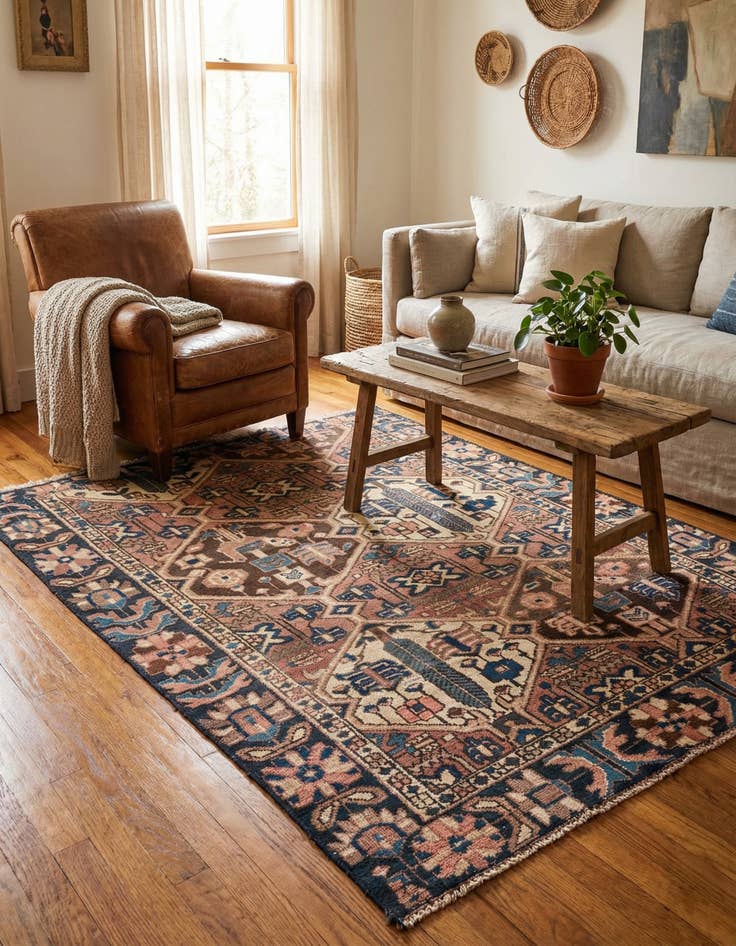 Detail image of  4' 8 x 5' 5  Hand Knotted Ultra Vintage Persian Wool Square Rug