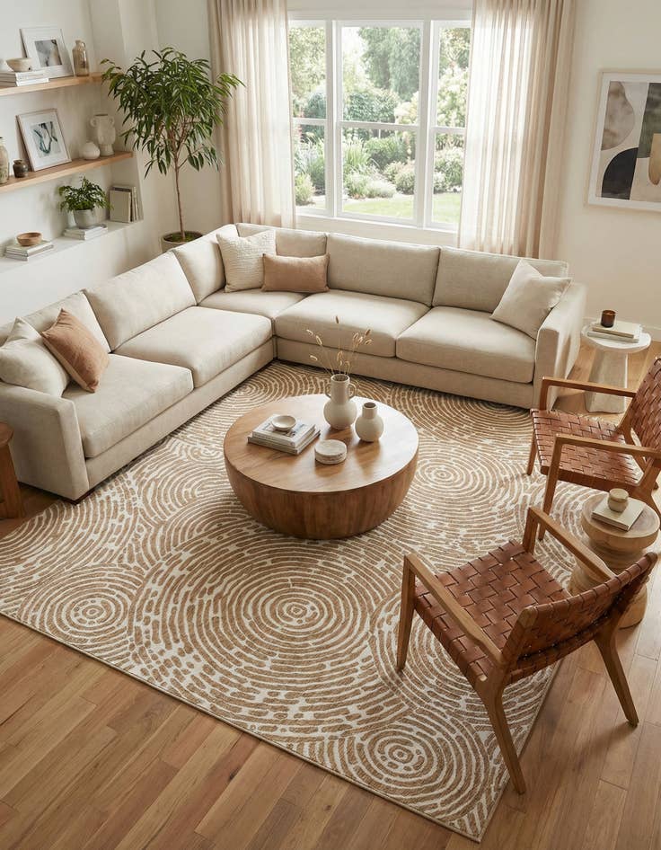 Detail image of  12' x 12'  Washable Modern Indoor / Outdoor Square Rug