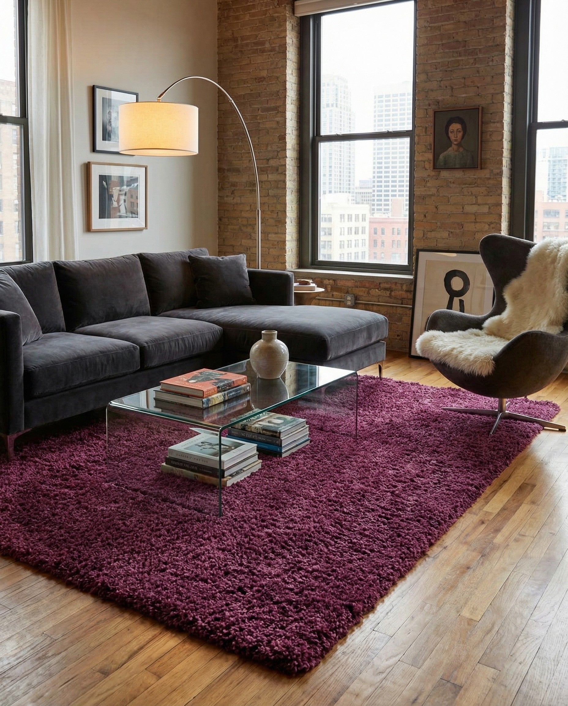  7' 10 x 11' Solid Shag Rug