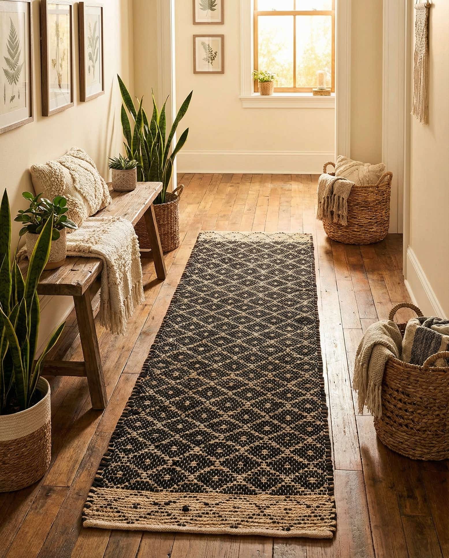 2' 2 x 8' Hand Woven Chindi Trellis Runner Rug