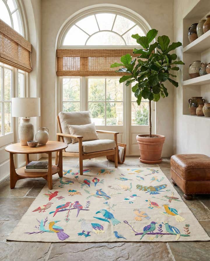 5' 2 x 6' 2 Hand Woven Kilim Suzani Wool Rug
