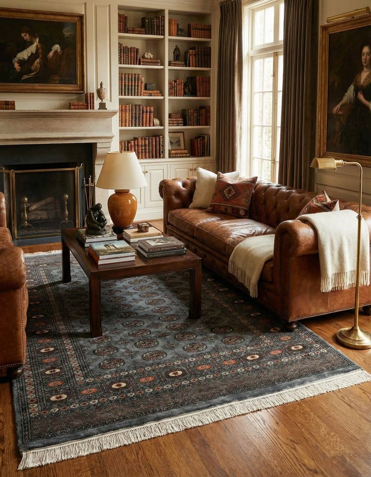 Detail image of 7' 3 x 9' 5  Hand Knotted Torkaman Persian Wool Rug