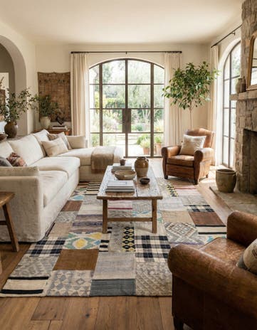 6' 7 x 9' 4 Hand Woven Kilim Patchwork Wool Rug