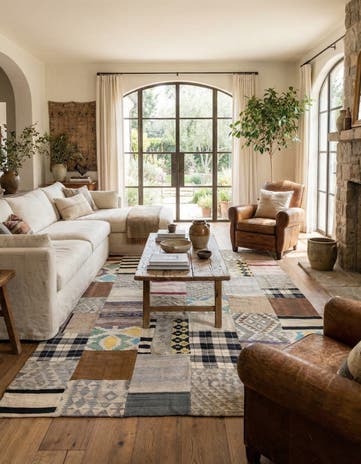 6' 7 x 9' 4 Hand Woven Kilim Patchwork Wool Rug