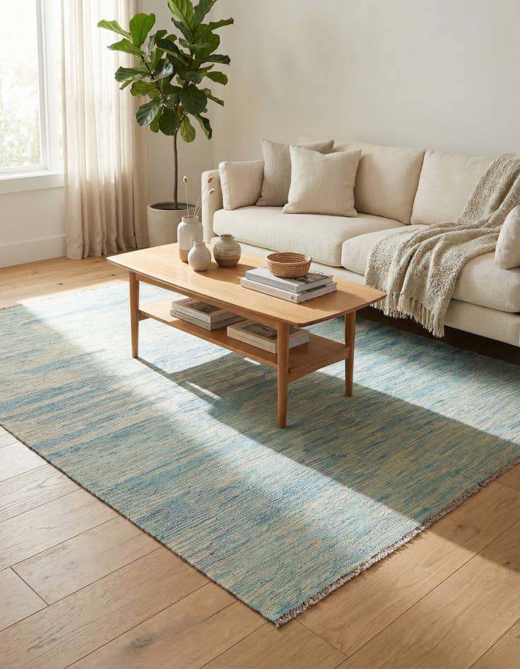 Detail image of  4' 10 x 6' 7  Hand Woven Kilim Modern Wool Rug