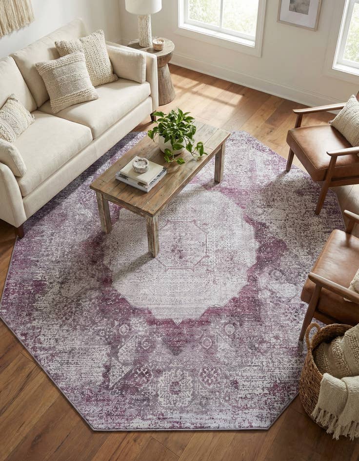 Detail image of 7' 10 x 7' 10  Washable Yara Octagon Rug