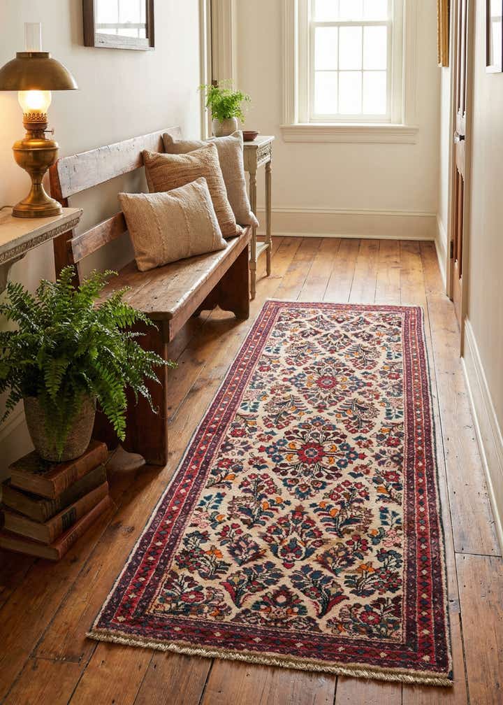 2' 1 x 4' Hand Knotted Kashan Wool Runner Rug